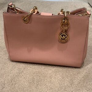 Michael Kors Blush Shoulder Bag with Gold Accents